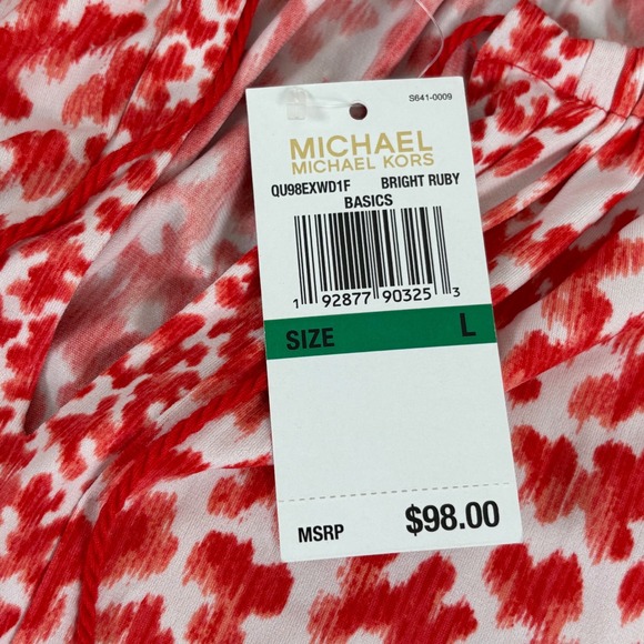 Michael Kors NEW Red White‎ Floral Print Sleeveless Shift Dress Tassel Size L - Picture 11 of 14